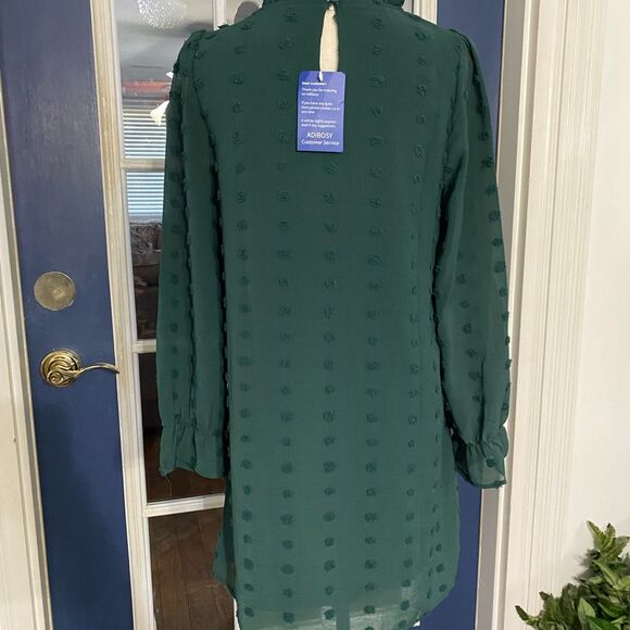 Adibosy new with tags chiffon green Swiss dot dress size small - Picture 7 of 7